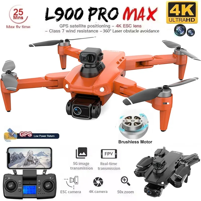 Fpv Brushless Rc Drone 4K - L900 Pro MAX GPS โดรน 4K