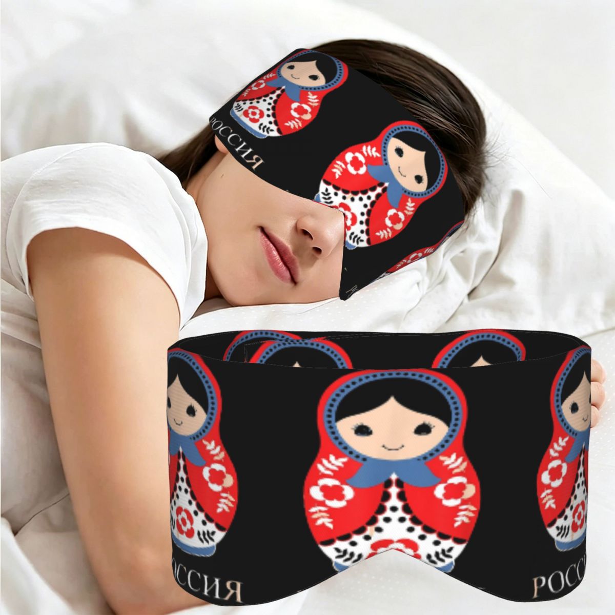 Dolls - หน้ากากปิดตาแบบตุ๊กตารัสเซีย Matryoshka ปิดกั้นแสง พกพาสะดวก สำหรับเด็กหญิง เด็กชาย