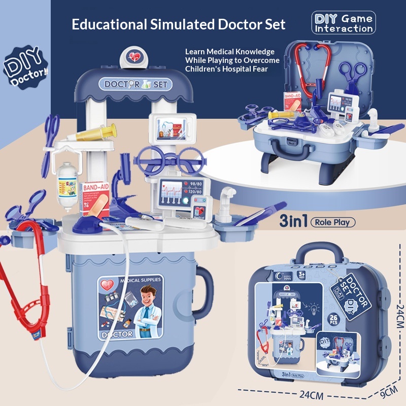 Educational Toys - ชุดของเล่นสถานีแพทย์ 3 in 1 แบบประกอบเอง พร้อมหูฟังและอุปกรณ์การแพทย์