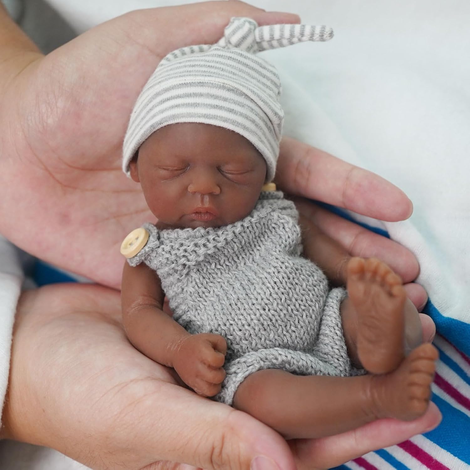 Reborn Baby Doll Silicone Realistic - ตุ๊กตาเด็กทารก Reborn ตุ๊กตา 7 นิ้วซิลิโคนสีดําตุ๊กตาเด็ก Boy