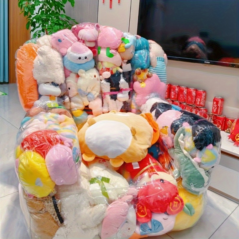Dolls - ถุงเก็บของเล่นโซฟา PVC ใส ขนาดใหญ่ ซิปคู่ สำหรับทำความสะอาดและจัดเก็บตุ๊กตา