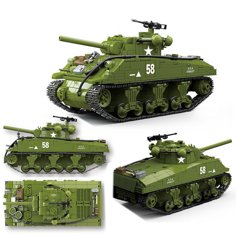Lego Compatible Military Tank - New World WarII อาวุธทหาร M4A3 SHERMAN