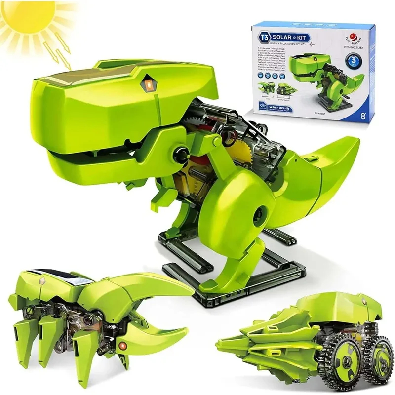 Stem Solar Robot Kit For Kids - ชุดหุ่นยนต์พลังงานแสงอาทิตย์ 3-in-1, ของเล่นไดโนเสาร์, โครงการ STEM สำหรับเด็ก,