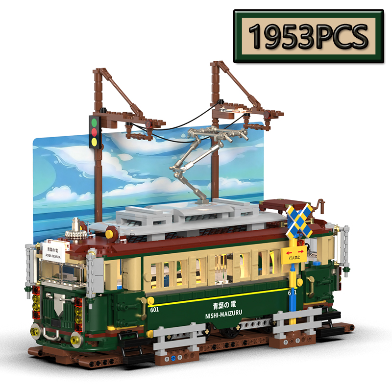 Building Blocks - MOC 1953 ชิ้น ชุดสร้างแบบจำลองการจราจรในเมือง รถไฟฟ้าโบราณ ของเล่นตัวต่อ