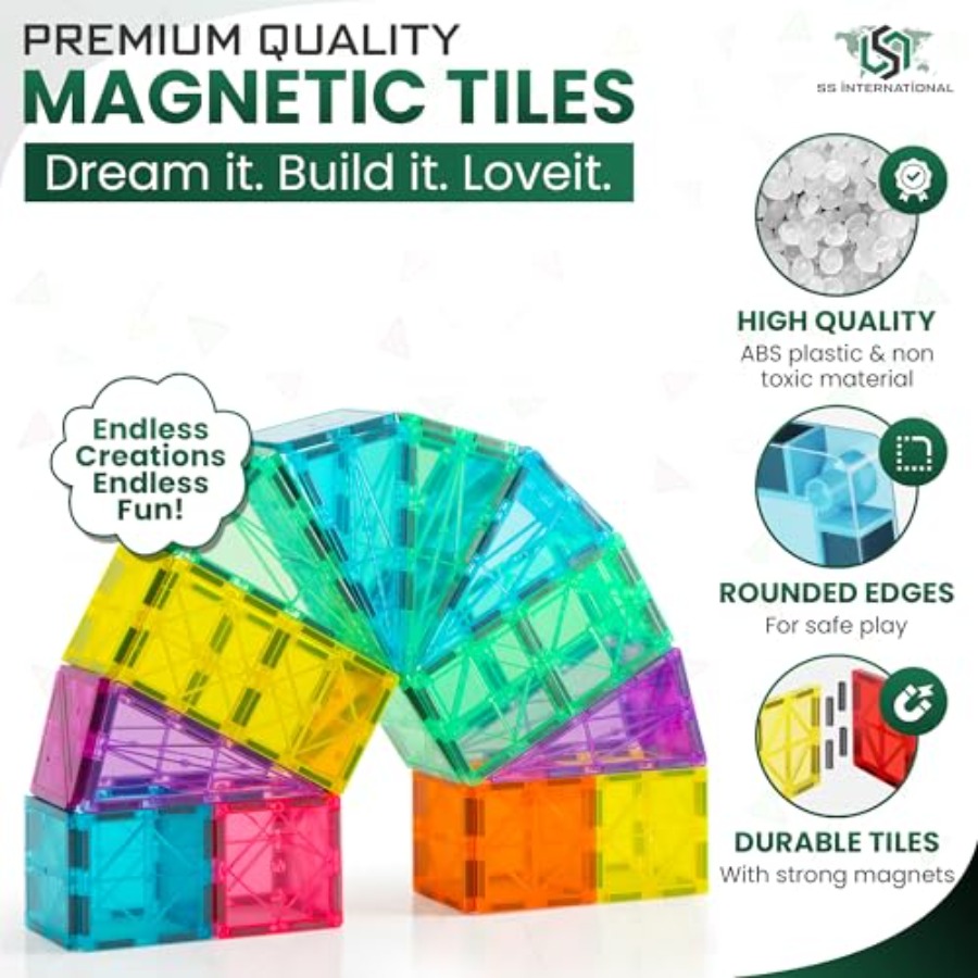ชุดตัวต่อแม่เหล็ก 100 ชิ้น พร้ - Magnetic Building Tiles Set 100Pcs บทวิจารณ์และราคา