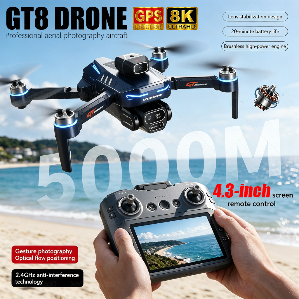 โดรน NEW GT8 HD RC 4K ระดับมือ - Fpv Brushless Rc Drone 4K บทวิจารณ์และราคา