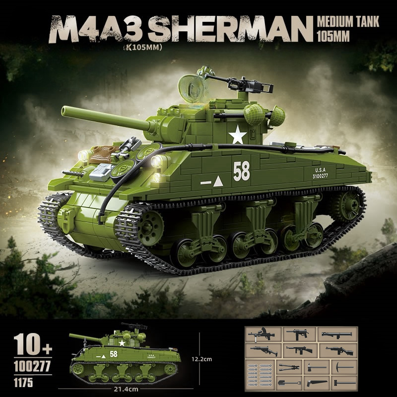 New World WarII อาวุธทหาร M4A3 - Lego Compatible Military Tank บทวิจารณ์และราคา