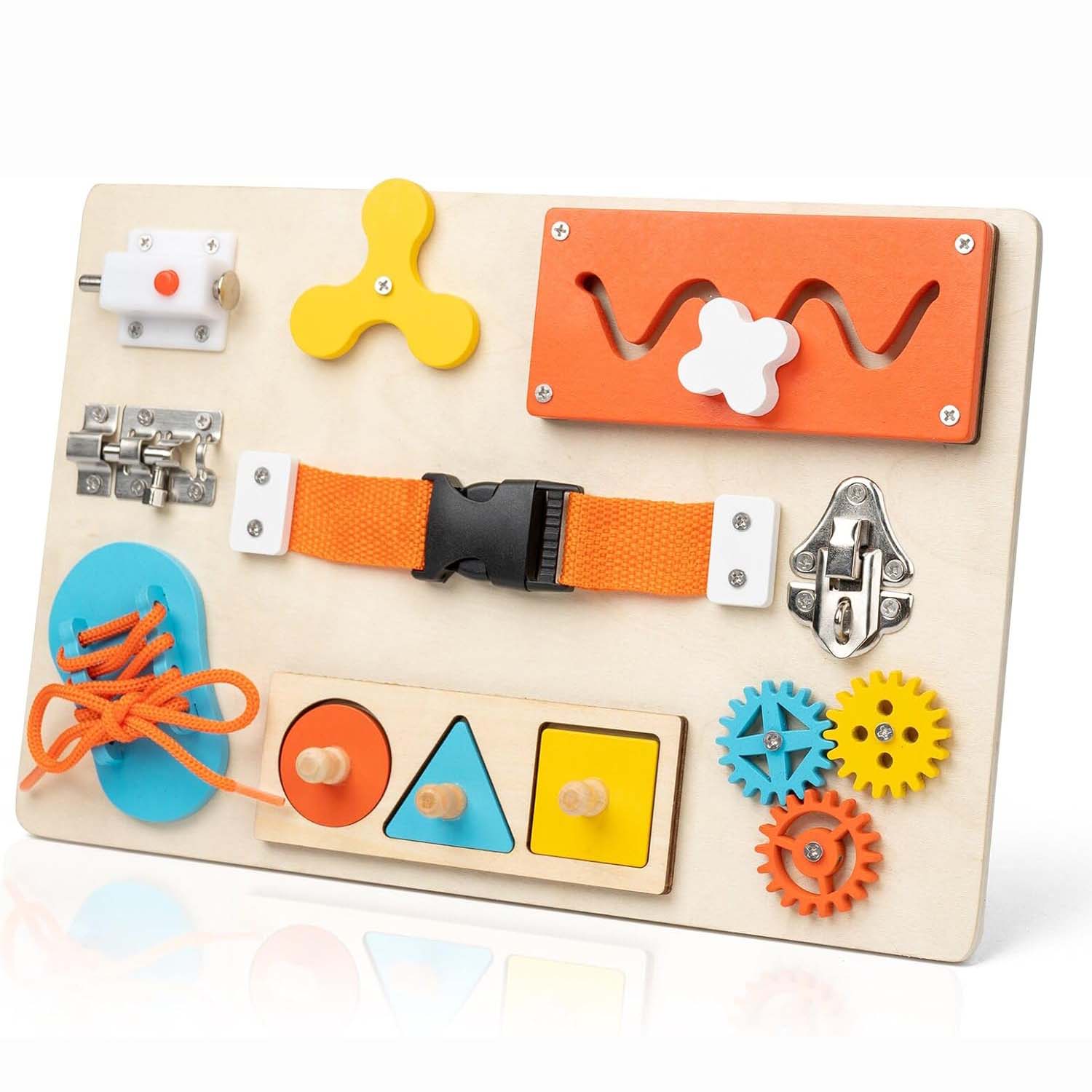 กระดานมอนเตสซอรี่สำหรับเด็กเล็ - Montessori Wooden Busy Board Toddler บทวิจารณ์และราคา