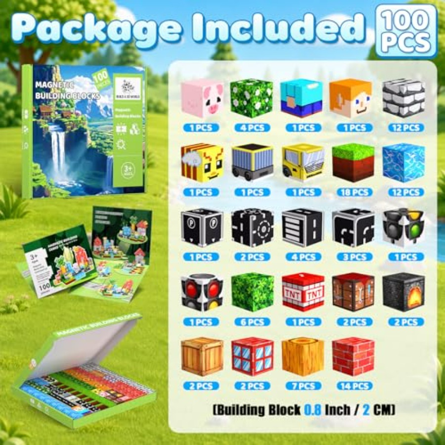 บล็อกแม่เหล็ก 100 ชิ้น, ชุดตัว - Magnetic Building Tiles Set 100Pcs บทวิจารณ์และราคา