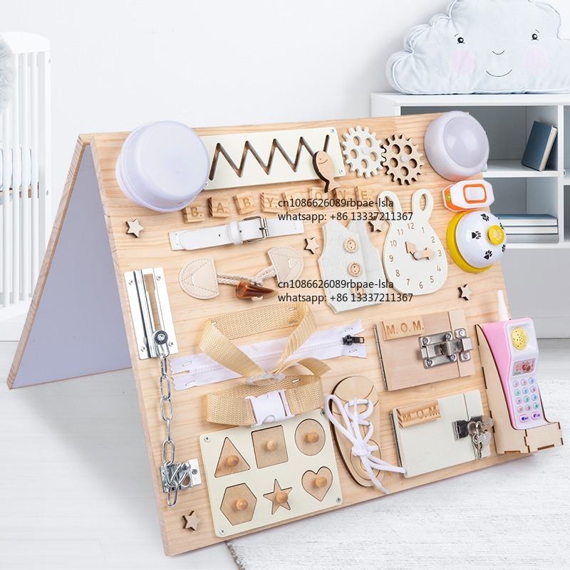 กระดานกิจกรรมมอนเตสซอรี่ ของเล - Montessori Wooden Busy Board Toddler บทวิจารณ์และราคา